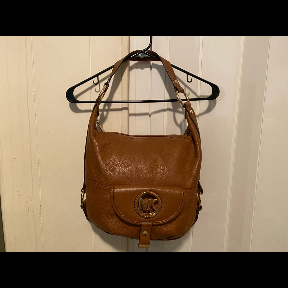 Leather brown Michael Kors hobo purse